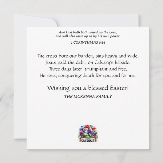 Paaszegeningen pastel Schattige konijnenfamilie pi Feestdagenkaart (Achterkant)