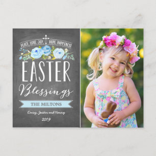 Paaszegeningen Roos Banner schoolbord   Easter Feestdagenkaart