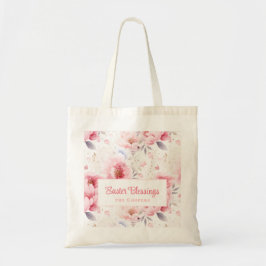 paaszegeningen | Roze Bloemen patroon | Pasen Tote Bag