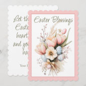 Paaszegeningen Tulp Boeket geschulpte platte Kaart (Voorkant / Achterkant)