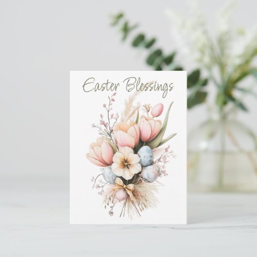 Paaszegeningen Tulp Boquet Vakantie Briefkaart (Staand voorkant)