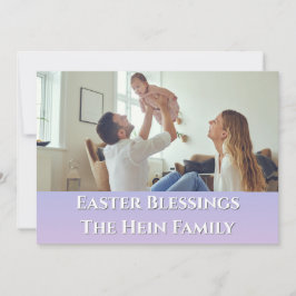 Paaszegeningen Volledige bloeden Familiefoto Paars Feestdagenkaart