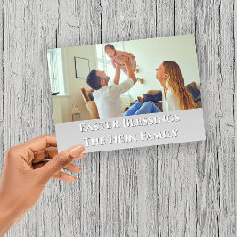 Paaszegeningen Volledige bloeden Familiefoto Paars Feestdagenkaart