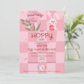 Paaszoektocht Brunch Schattig Roze Waterverf Konij Kaart (Staand voorkant)