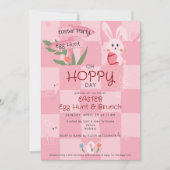 Paaszoektocht Brunch Schattige Roze Waterverf Koni Kaart (Voorkant)
