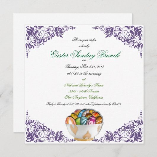 Paaszondag Brunch - Aangepaste uitnodigingen (Voorkant / Achterkant)