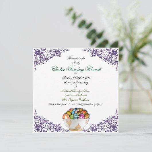 Paaszondag Brunch - Aangepaste uitnodigingen (Staand voorkant)