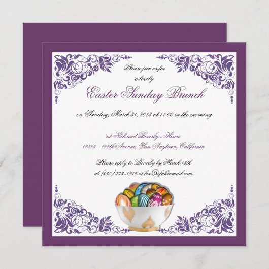 Paaszondag Brunch - Aangepaste uitnodigingen met g (Voorkant / Achterkant)