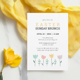 Paaszondag Brunch Geel Bloemen Schattige Botanisch Kaart