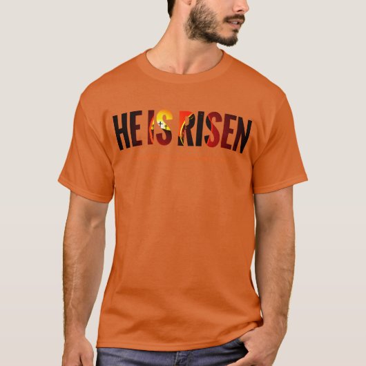 Paaszondag: Hij is verrezen (rood) T-shirt (Voorkant)