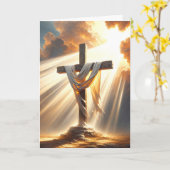 Paaszondag kruis en zonnestralen kaart (Gele Bloem)