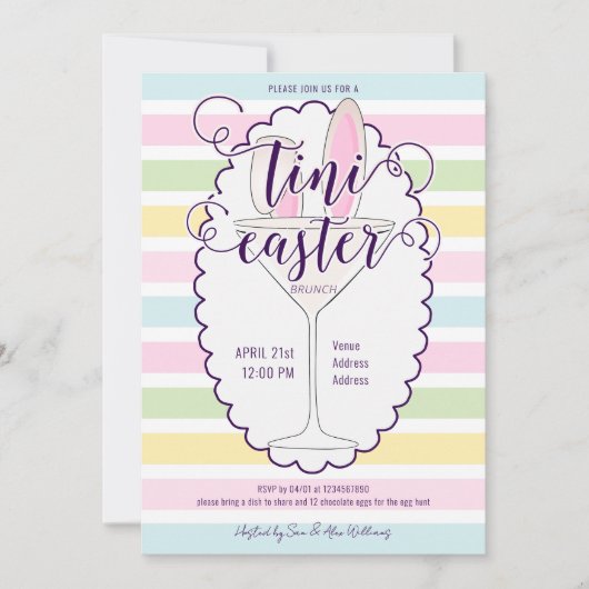 Paaszondag Martini Cocktail Brunch Picknick Party Kaart (Voorkant)