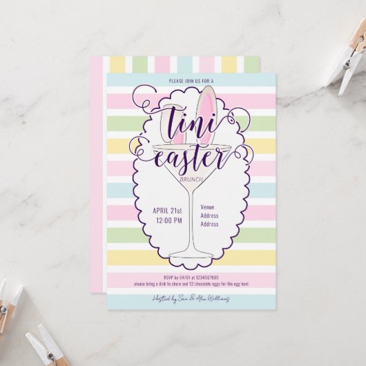 Paaszondag Martini Cocktail Brunch Picknick Party Kaart (Voorkant / Achterkant in situ)