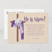 Paaszondag Uitnodiging Kruis Lily Paars (Voorkant / Achterkant)