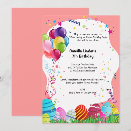 Paaszondagochtend roze uitnodiging (Voorkant / Achterkant)