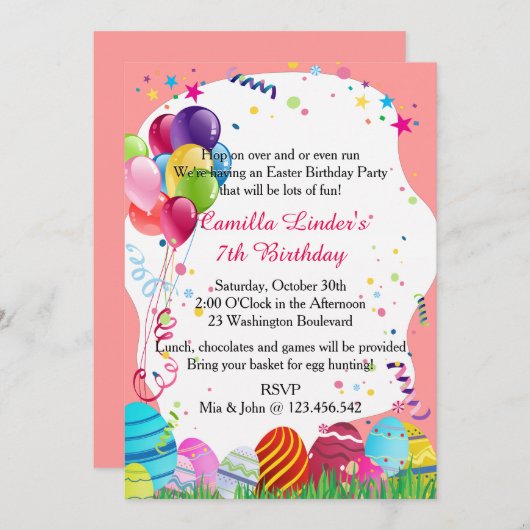 Paaszondagochtend roze uitnodiging (Voorkant / Achterkant)