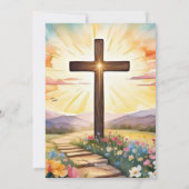 Paaszonsopgang, waterverf kunst, feestdagenkaart (Achterkant)