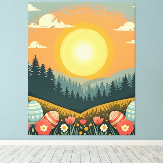 Paaszonsopganglandschap Canvas Afdruk (Insitu (Houten vloer))