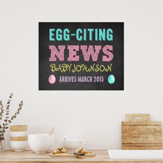 Paaszwangerschapsuitkondiging bord poster (Keuken)