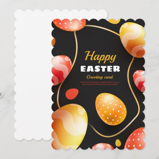 Paaszwart en goud feestdagenkaart (Voorkant / Achterkant)