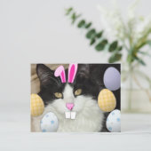 Paaszwart en witkat feestdagenkaart (Staand voorkant)