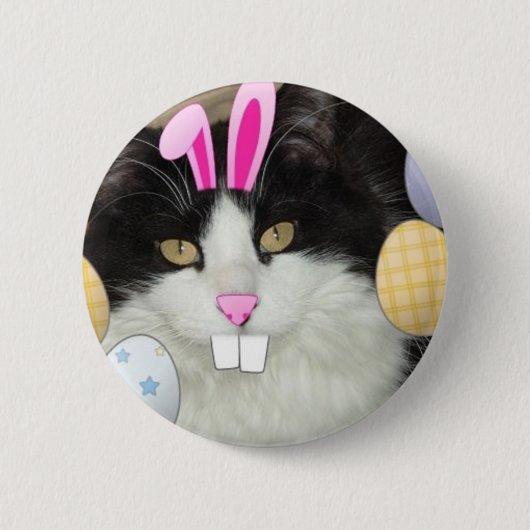 Paaszwart en witkat ronde button 5,7 cm (Voorkant)