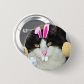 Paaszwart en witkat ronde button 5,7 cm (Voorkant /achterkant)