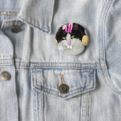 Paaszwart en witkat ronde button 5,7 cm (In situ)