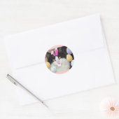 Paaszwart en witkat ronde sticker (Envelop)