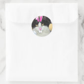 Paaszwart en witkat ronde sticker (Tas)