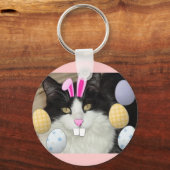 Paaszwart en witkat sleutelhanger (Voorkant)