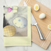 Paaszwart en witkat theedoek (Quarter Fold)