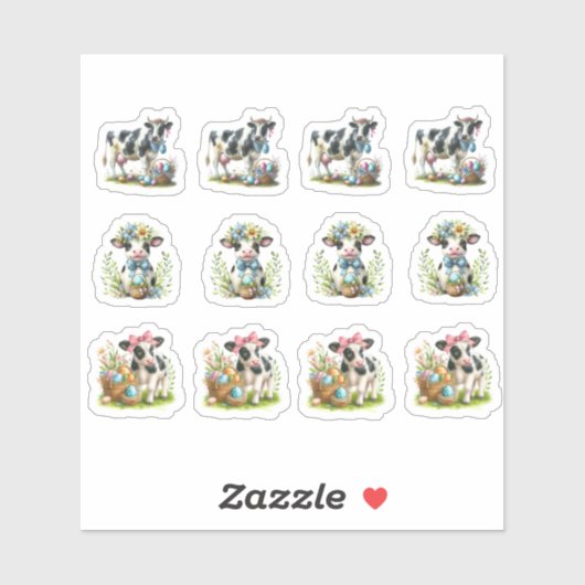 Paaszwart en witte Koeien Sticker (Vel)