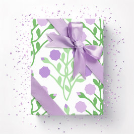 Pabla Bloemrooster in Lila en Groen Cadeaupapier