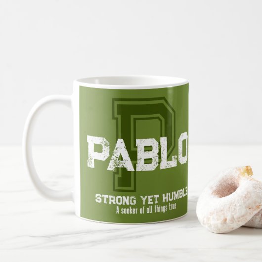 Pablo naam betekent monogram groene koffie mok (Met donut)