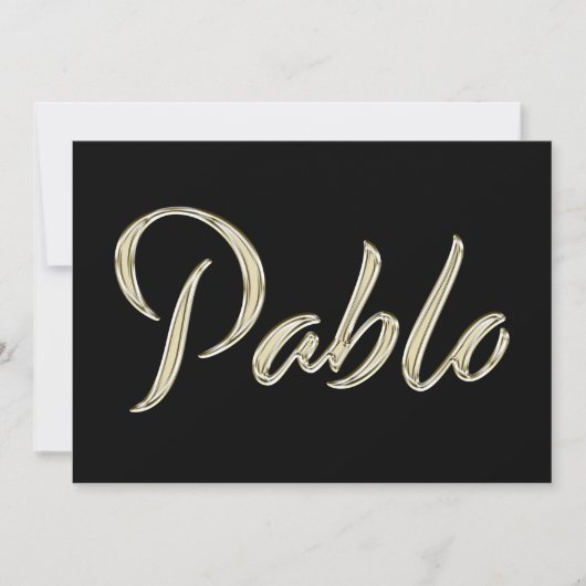 Pablo Name white gold Handwriting Karte Kaart (Voorkant)