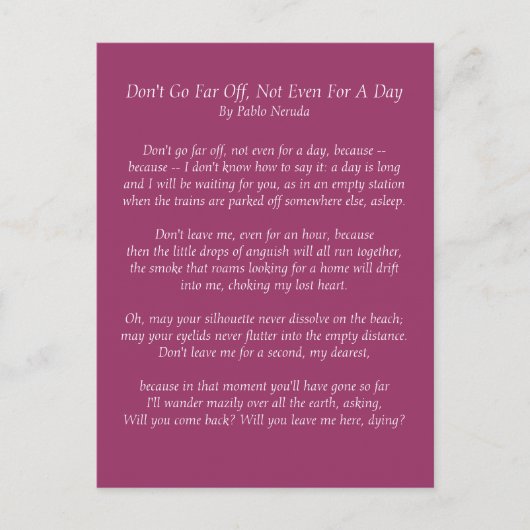 Pablo Neruda Briefkaart (Voorkant)