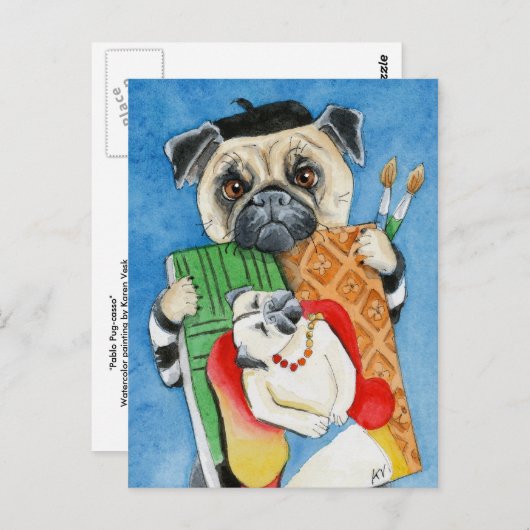 Pablo Pug-casso Briefkaart (Voorkant / Achterkant)