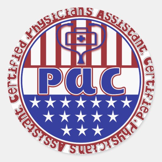 PAC Certified Physician Assistant PATRIOTIC FLAG Ronde Sticker (Voorkant)