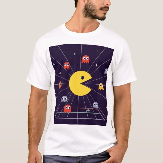 Pac-Man Space T-Shirt – Retro Arcade Gaming Tee (Voorkant)