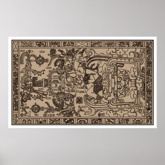 Pacal's Sarcophagus - Ancient Mayan Carving Poster (Voorkant)