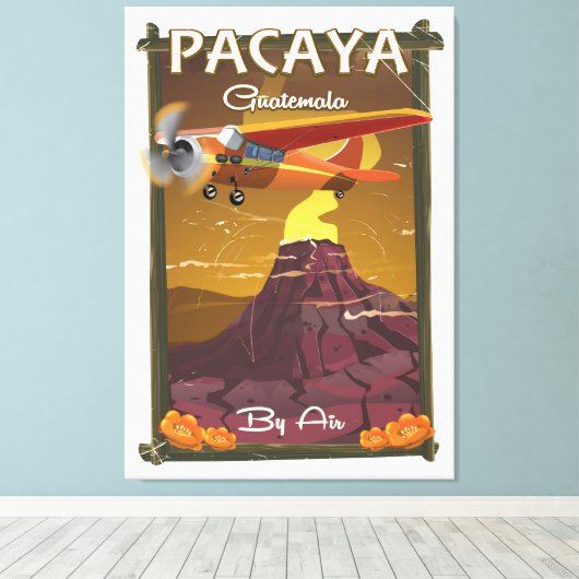 Pacaya Volcano Guatemala reisposter Canvas Afdruk (Insitu (Houten vloer))