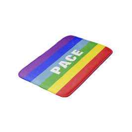 Pace – Peace – Frieden – Rainbow Color Regenbogen Badmat