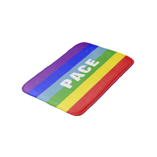 Pace – Peace – Frieden – Rainbow Color Regenbogen Badmat (Gekanteld)