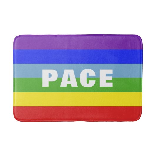 Pace – Peace – Frieden – Rainbow Color Regenbogen Badmat (Voorkant)