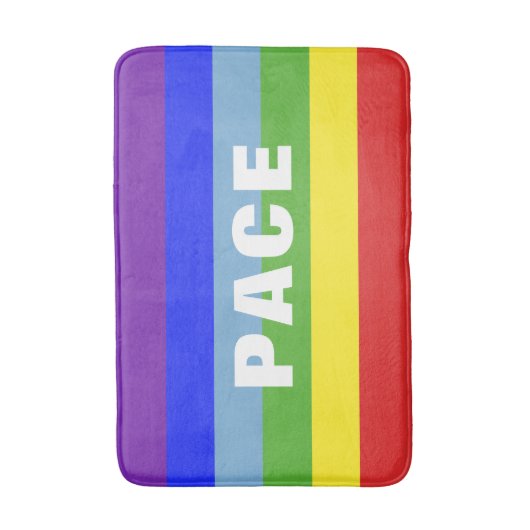Pace – Peace – Frieden – Rainbow Color Regenbogen Badmat (Voorkant Verticaal)