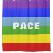Pace – Peace – Frieden – Rainbow Color Regenbogen Douchegordijn (Voorkant)