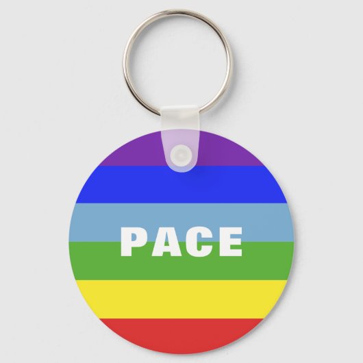 Pace Peace Rainbow Color Regenbogen strepen Sleutelhanger (Voorkant)