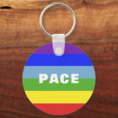 Pace Peace Rainbow Color Regenbogen strepen Sleutelhanger (Voorkant)