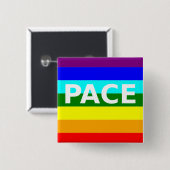 Pace (Vrede) vlag Italiaans Vierkante Button 5,1 Cm (Voorkant /achterkant)